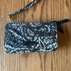 Vera Bradley Black and Blue Quilted Wristlet trifold